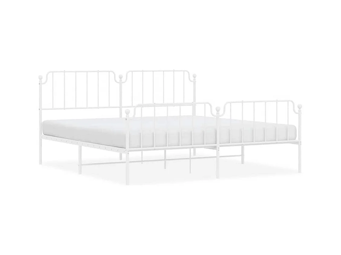 Estrutura de cama com cabeceira e pés 193x203 cm metal branco