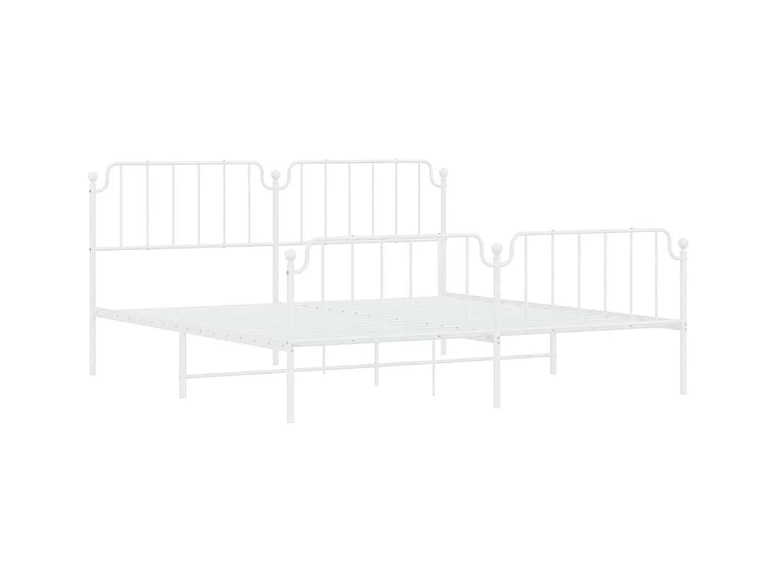 Estrutura de cama com cabeceira e pés 193x203 cm metal branco