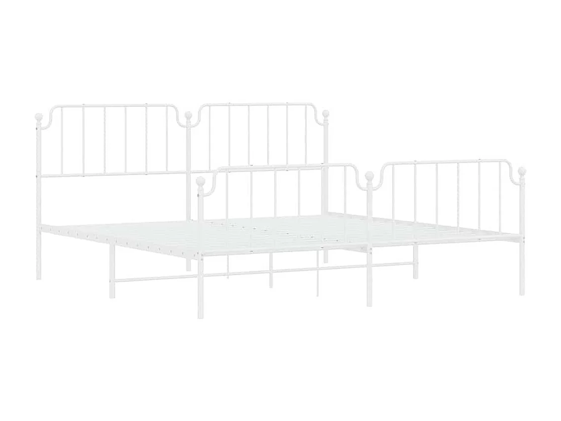 Bettgestell mit Kopf- und Fußteil Metall Weiß 193x203 cm
