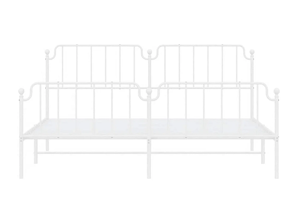 Bettgestell mit Kopf- und Fußteil Metall Weiß 193x203 cm
