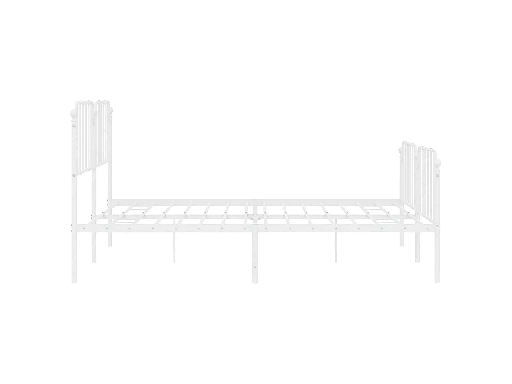 Cadre de lit métal sans matelas et pied de lit blanc 193x203 cm
