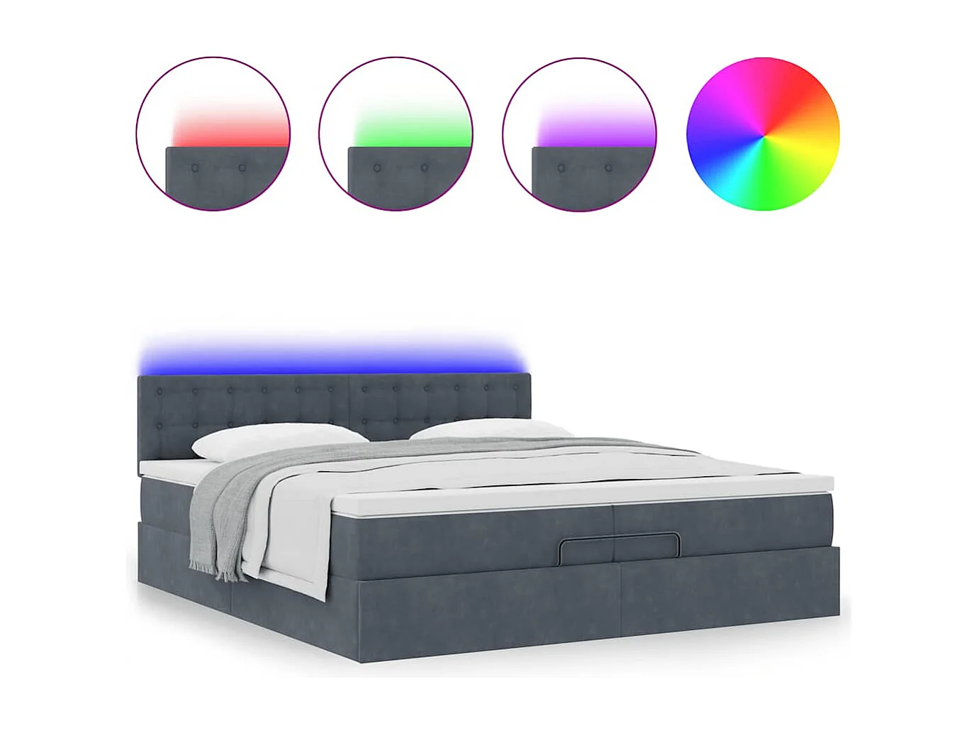Ottoman bed met matrassen en LED's 200x200cm fluweel