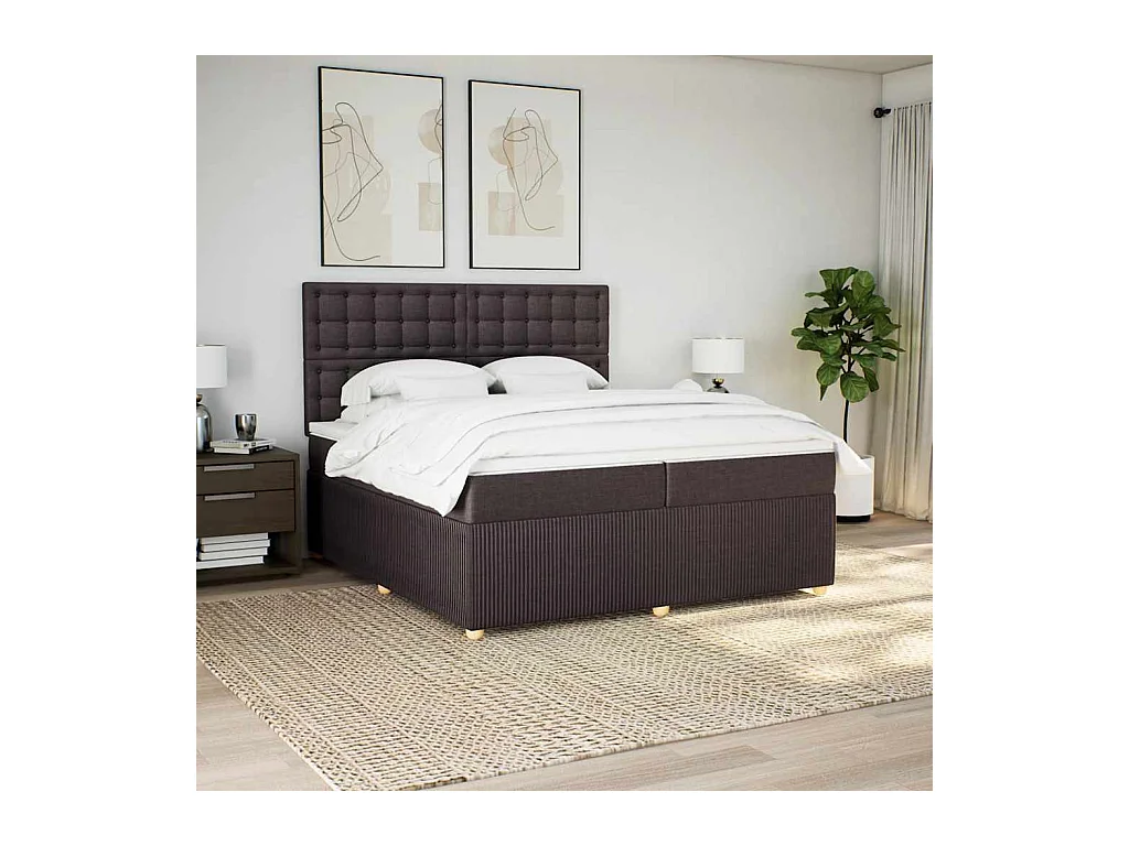 Sommier à lattes de lit avec matelas Marron foncé 200x200 cm