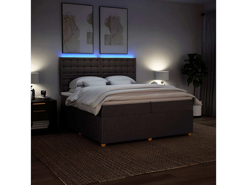 Boxspringbett mit Matratze Dunkelbraun 200x200 cm Stoff