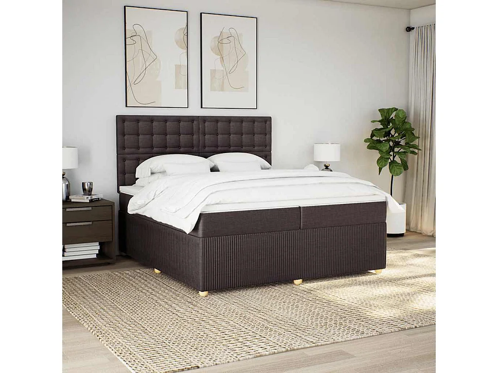Boxspringbett mit Matratze Dunkelbraun 200x200 cm Stoff