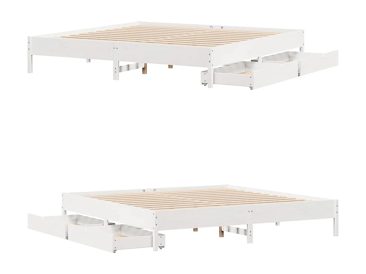 Cadre de lit sans matelas blanc 200x200 cm bois massif de pin