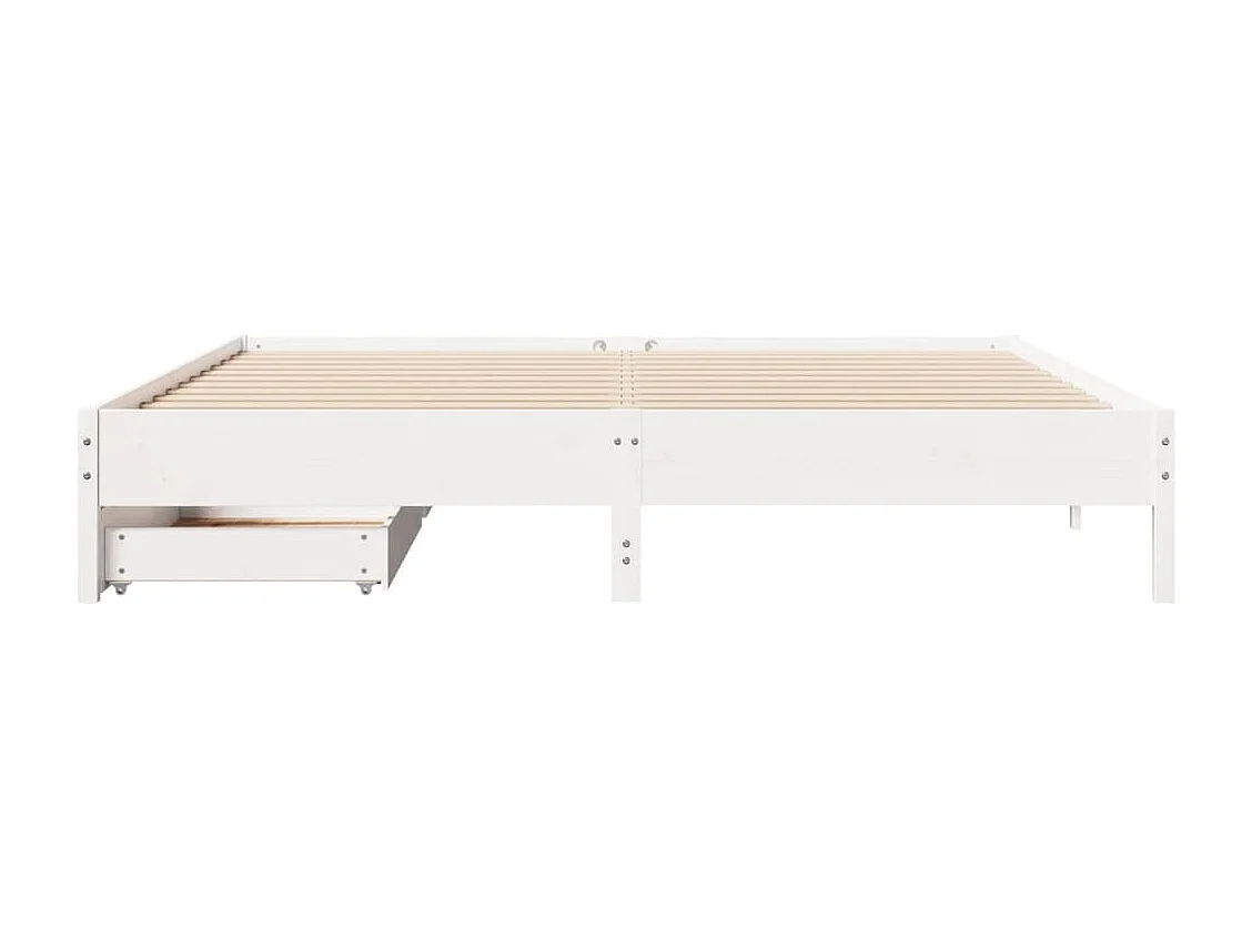 Cadre de lit sans matelas blanc 200x200 cm bois massif de pin