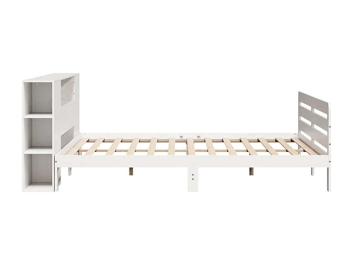 Cadre de lit sans matelas blanc 200x200 cm bois massif de pin