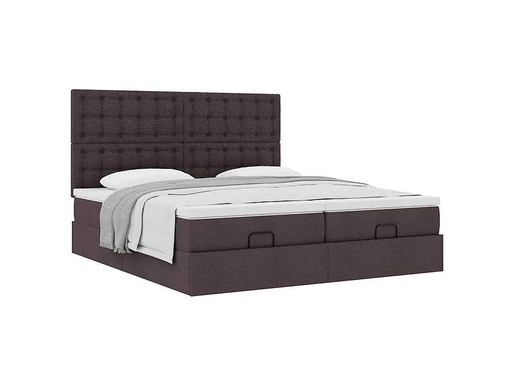 Ottoman bed met matrassen 200x200cm stof donkerbruin