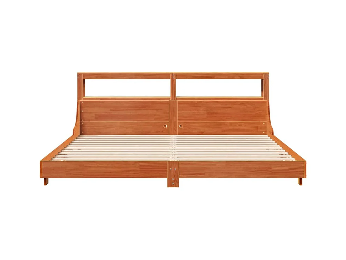 Cadre de lit sans matelas cire marron 200x200cm bois pin massif