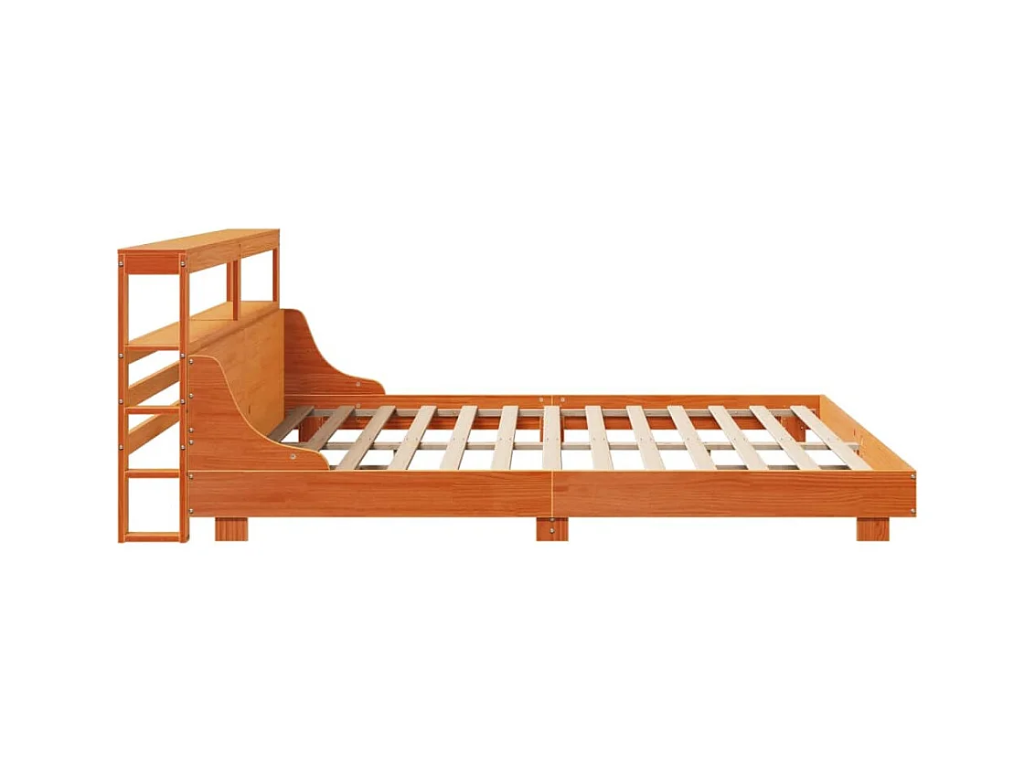 Cadre de lit sans matelas cire marron 200x200cm bois pin massif