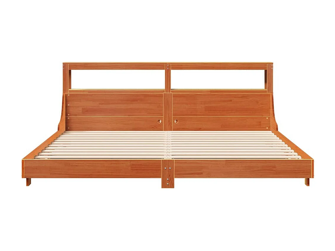 Bedframe zonder matras massief grenenhout wasbruin 200x200 cm