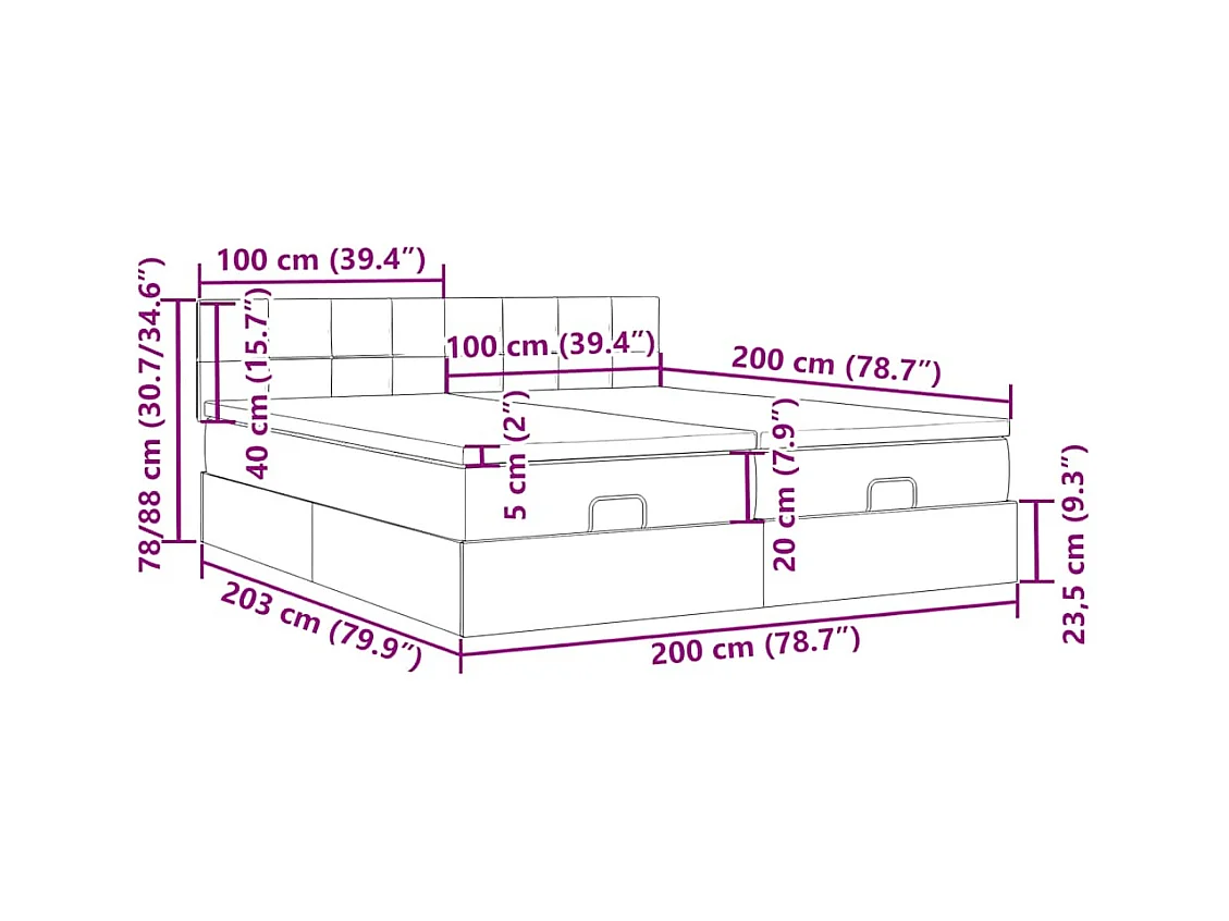 Ottoman-Bett mit Matratzen Dunkelbraun 200x200 cm Stoff