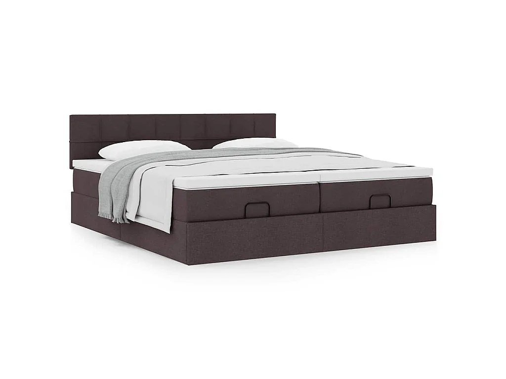 Ottoman bed met matrassen 200x200cm stof donkerbruin