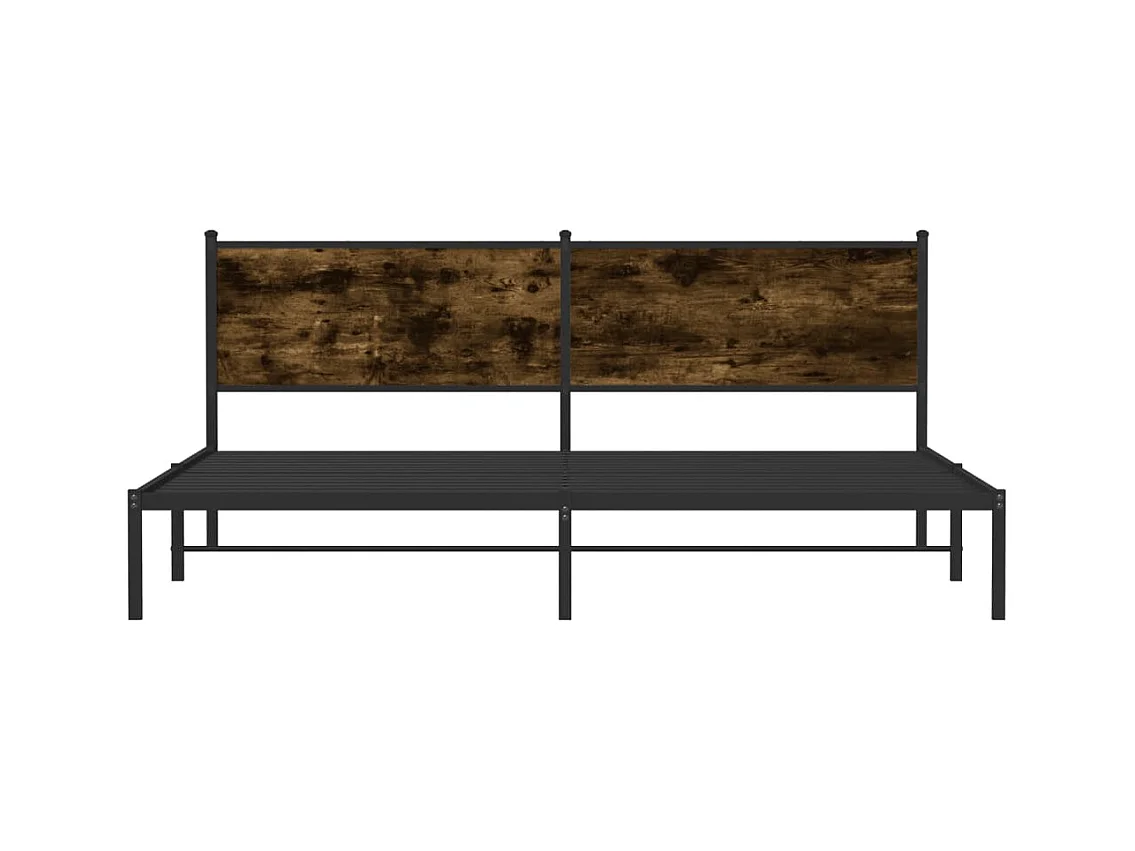 Cadre de lit en métal sans matelas chêne fumé 193x203 cm