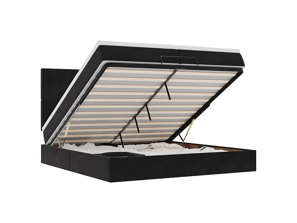 Ottoman bed met matrassen en LED's 200x200cm fluweel zwart