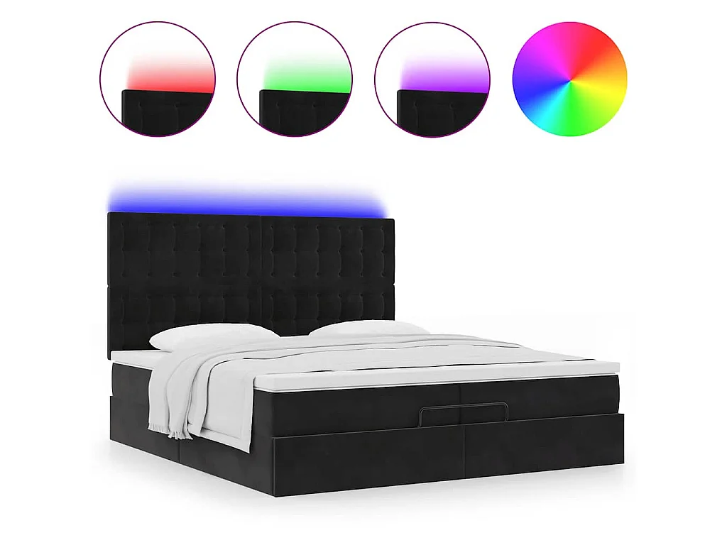 Ottoman bed met matrassen en LED's 200x200cm fluweel zwart