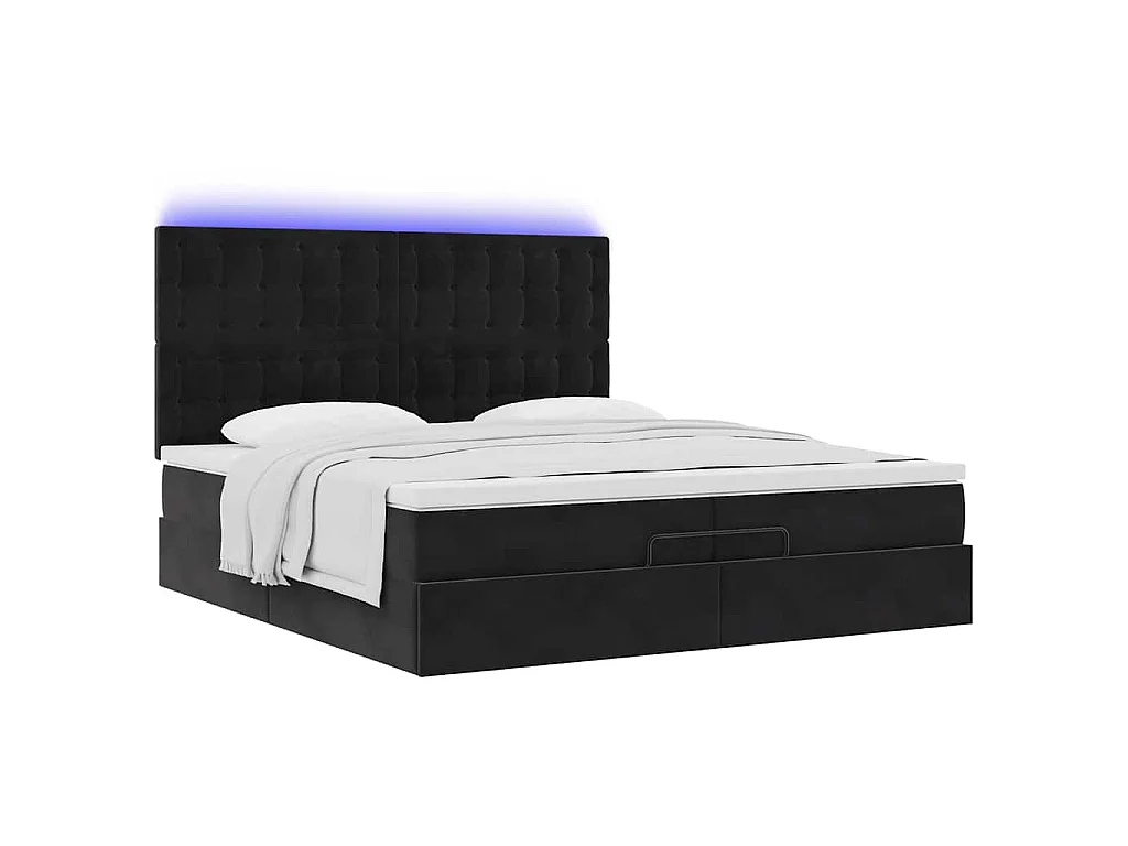 Ottoman bed met matrassen en LED's 200x200cm fluweel zwart