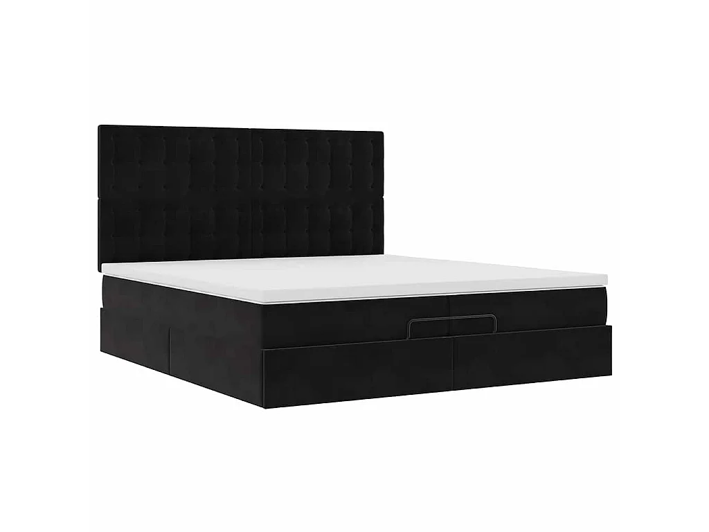 Ottoman bed met matrassen en LED's 200x200cm fluweel zwart