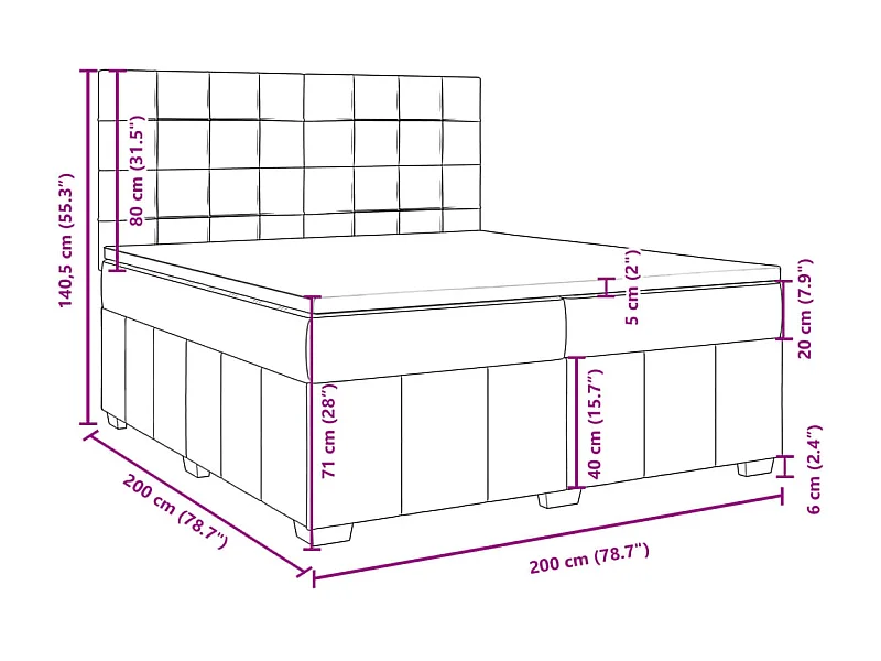 Boxspringbett mit Matratze Blau 200x200 cm Stoff