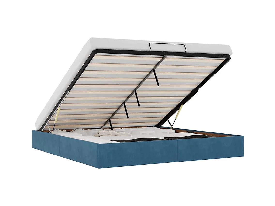 Cadre de lit ottoman sans matelas bleu foncé 200x200 cm velours