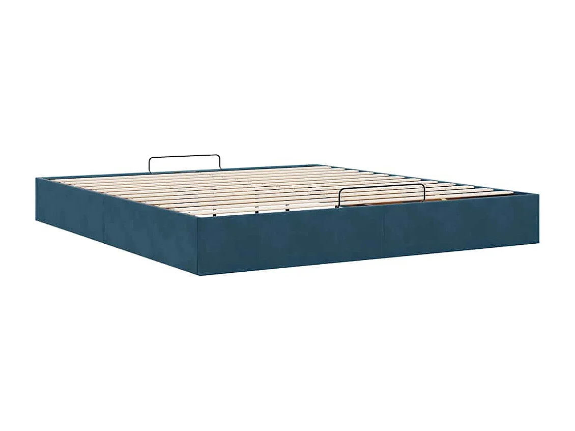 Cadre de lit ottoman sans matelas bleu foncé 200x200 cm velours