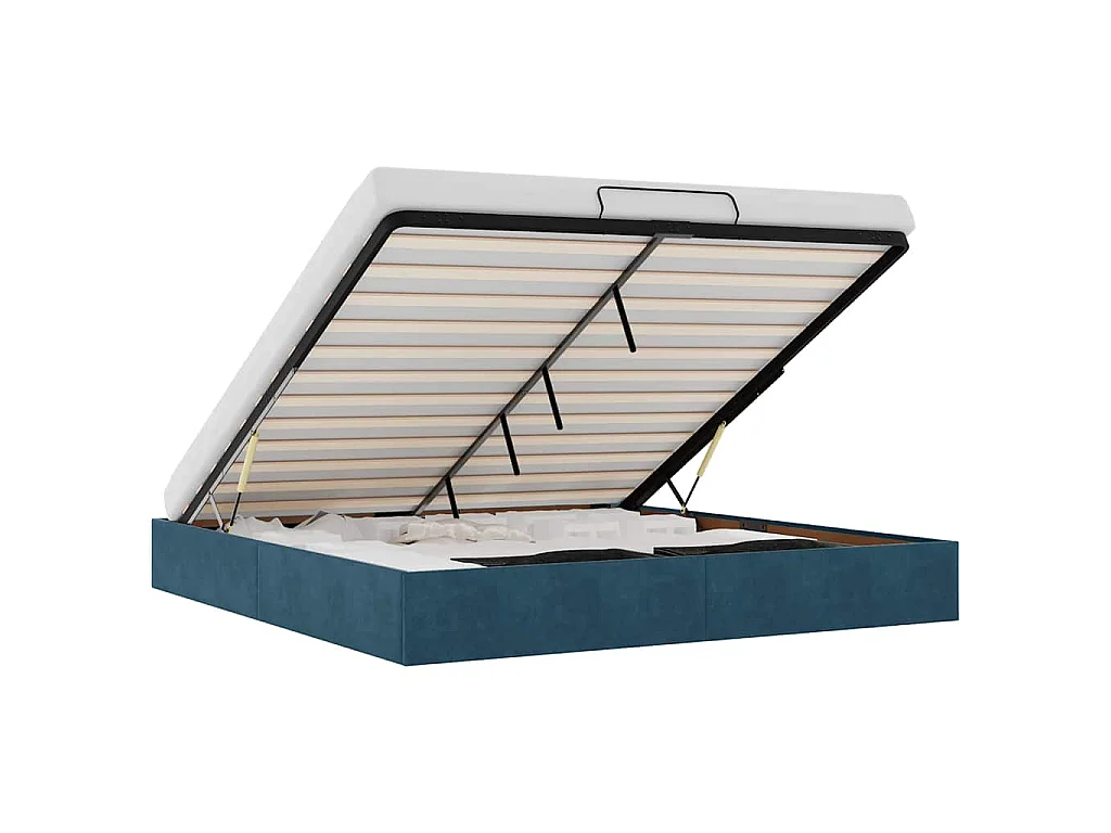 Cadre de lit ottoman sans matelas bleu foncé 200x200 cm velours