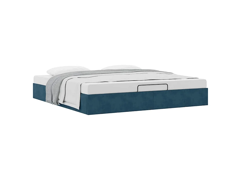 Cadre de lit ottoman sans matelas bleu foncé 200x200 cm velours