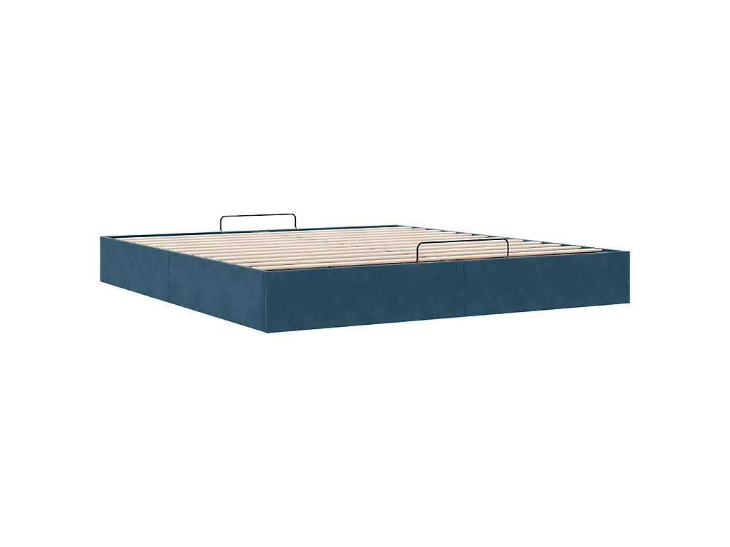 Cadre de lit ottoman sans matelas bleu foncé 200x200 cm velours