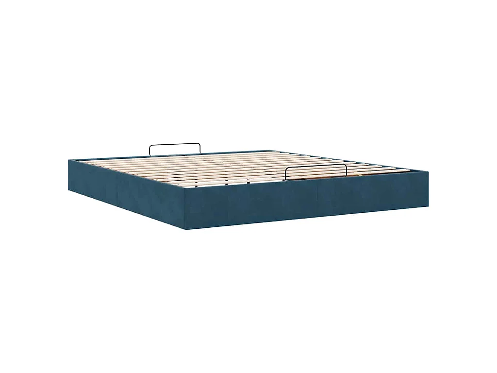 Cadre de lit ottoman sans matelas bleu foncé 200x200 cm velours