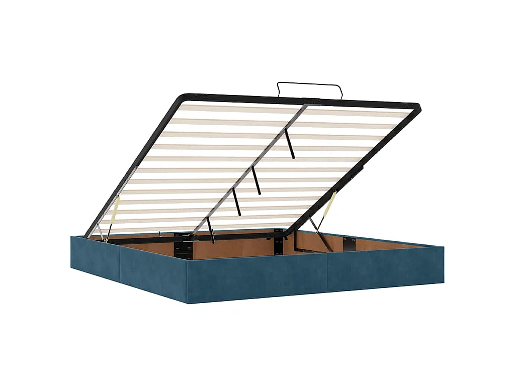 Cadre de lit ottoman sans matelas bleu foncé 200x200 cm velours
