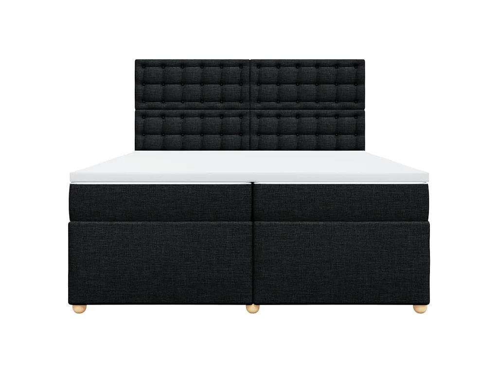Cama com molas/colchão 200x200 cm tecido preto