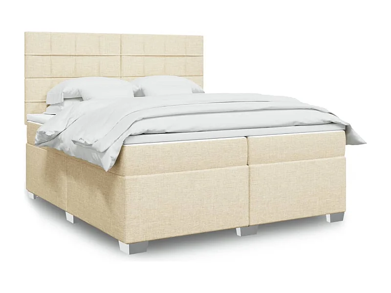Sommier à lattes de lit avec matelas Crème 200x200 cm Tissu
