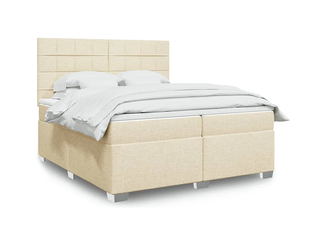 Sommier à lattes de lit avec matelas Crème 200x200 cm Tissu