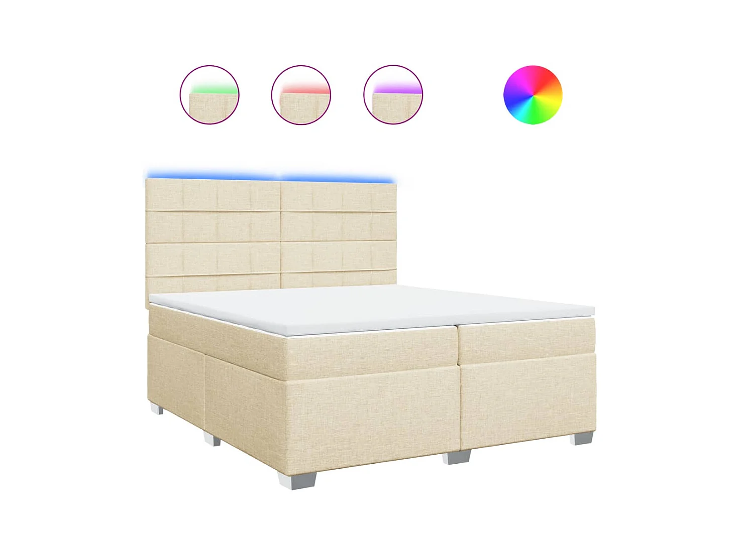 Sommier à lattes de lit avec matelas Crème 200x200 cm Tissu