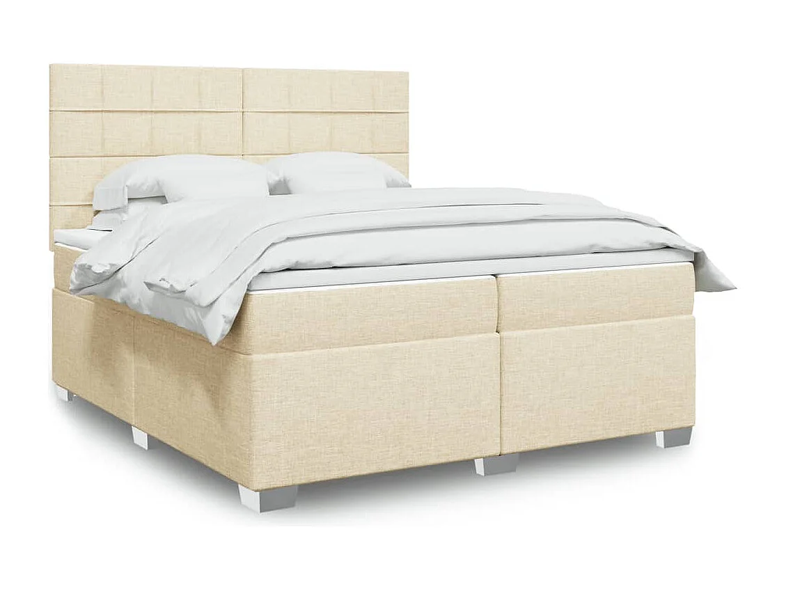 Boxspringbett mit Matratze Creme 200x200 cm Stoff