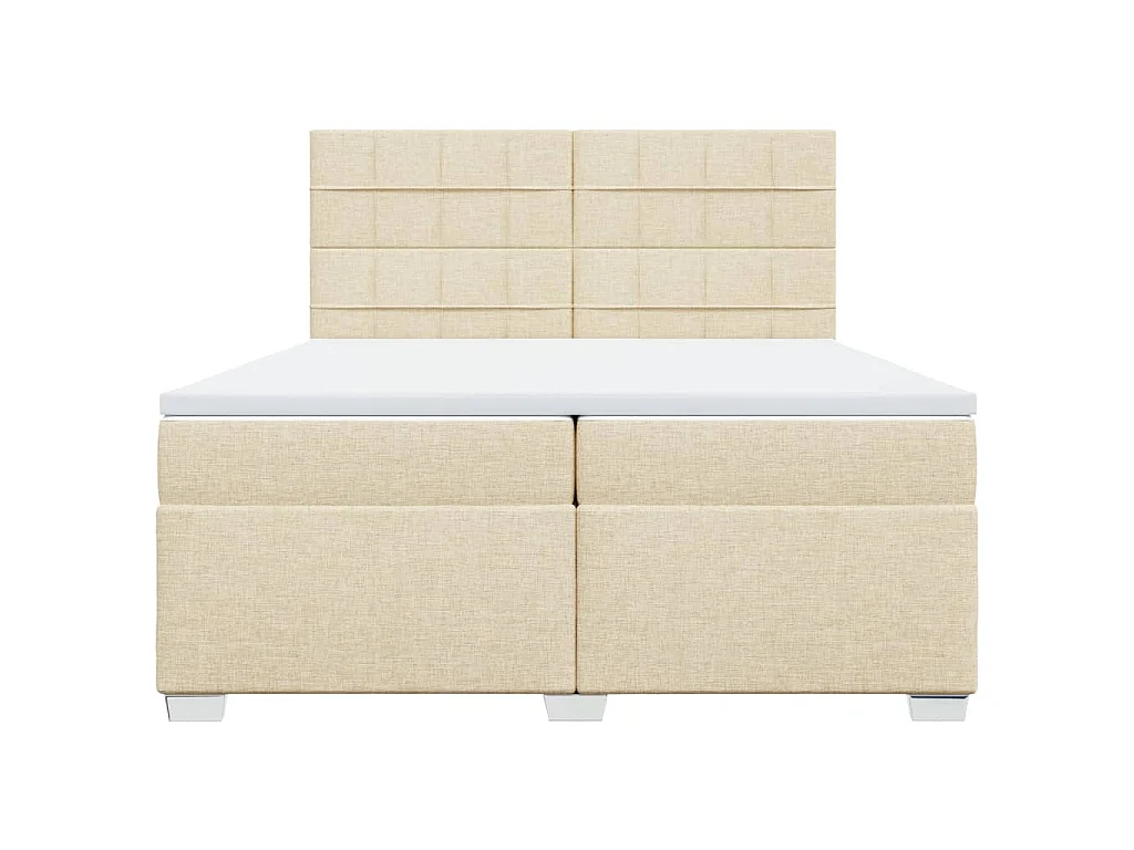 Sommier à lattes de lit avec matelas Crème 200x200 cm Tissu