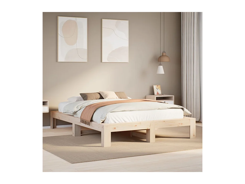 Estructura de cama sin colchón madera de pino blanco 150x200 cm