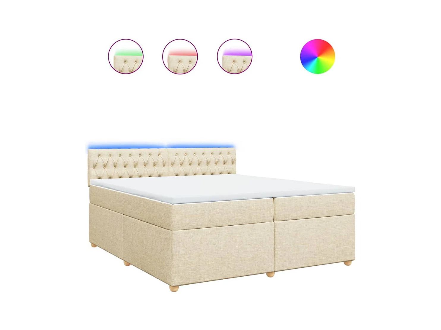 Boxspring met matras stof crèmekleurig 200x200 cm