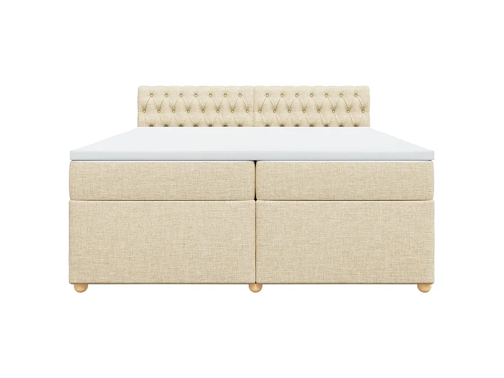 Cama box spring con colchón tela color crema 200x200 cm