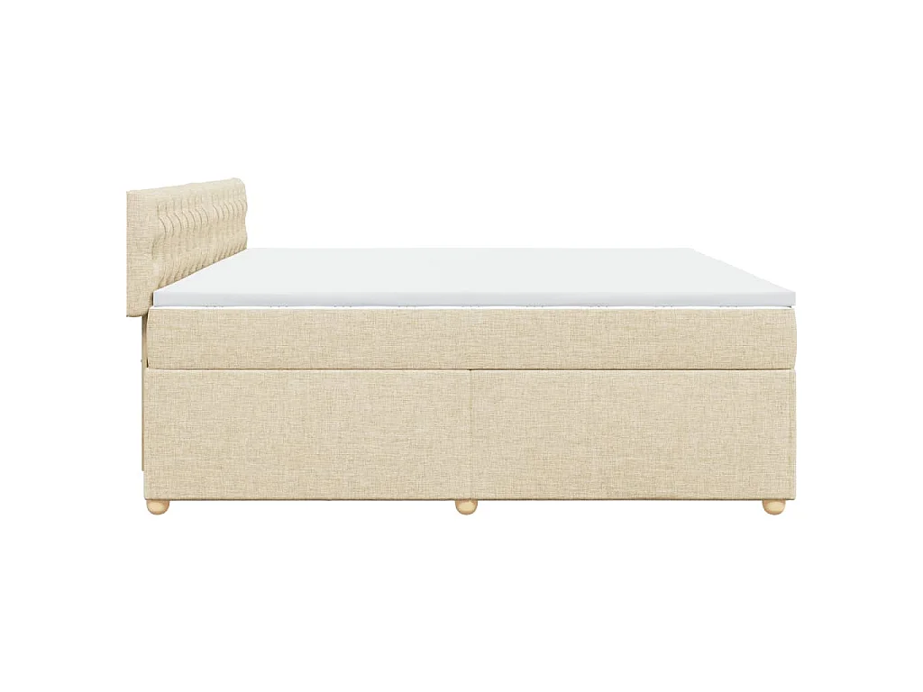 Cama box spring con colchón tela color crema 200x200 cm