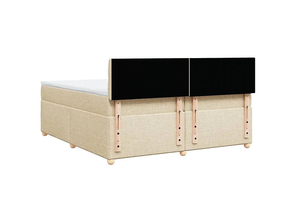 Cama box spring con colchón tela color crema 200x200 cm