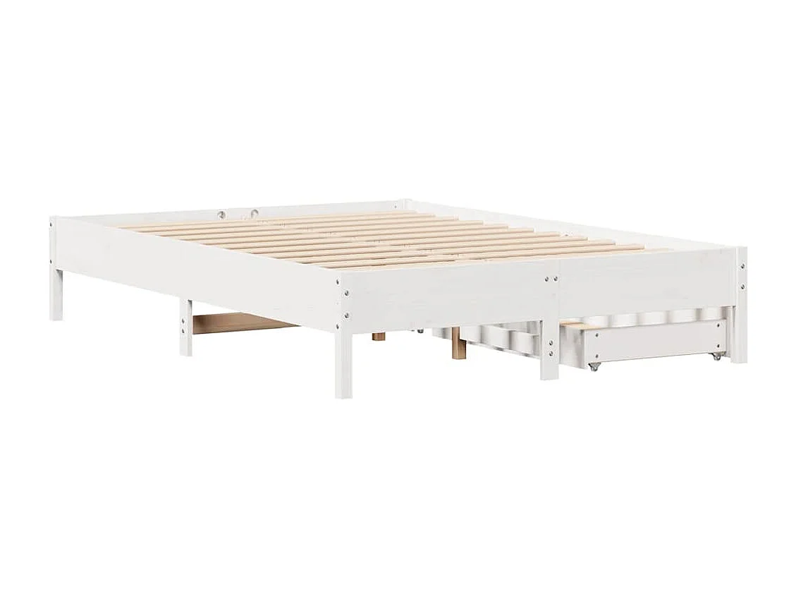 Cadre de lit sans matelas blanc 150x200 cm bois de pin massif