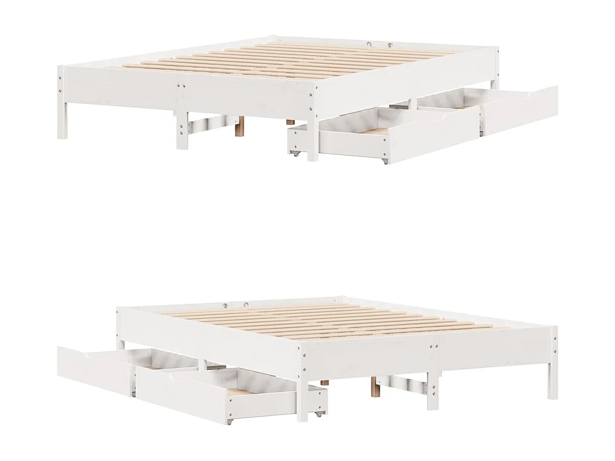 Cadre de lit sans matelas blanc 150x200 cm bois de pin massif