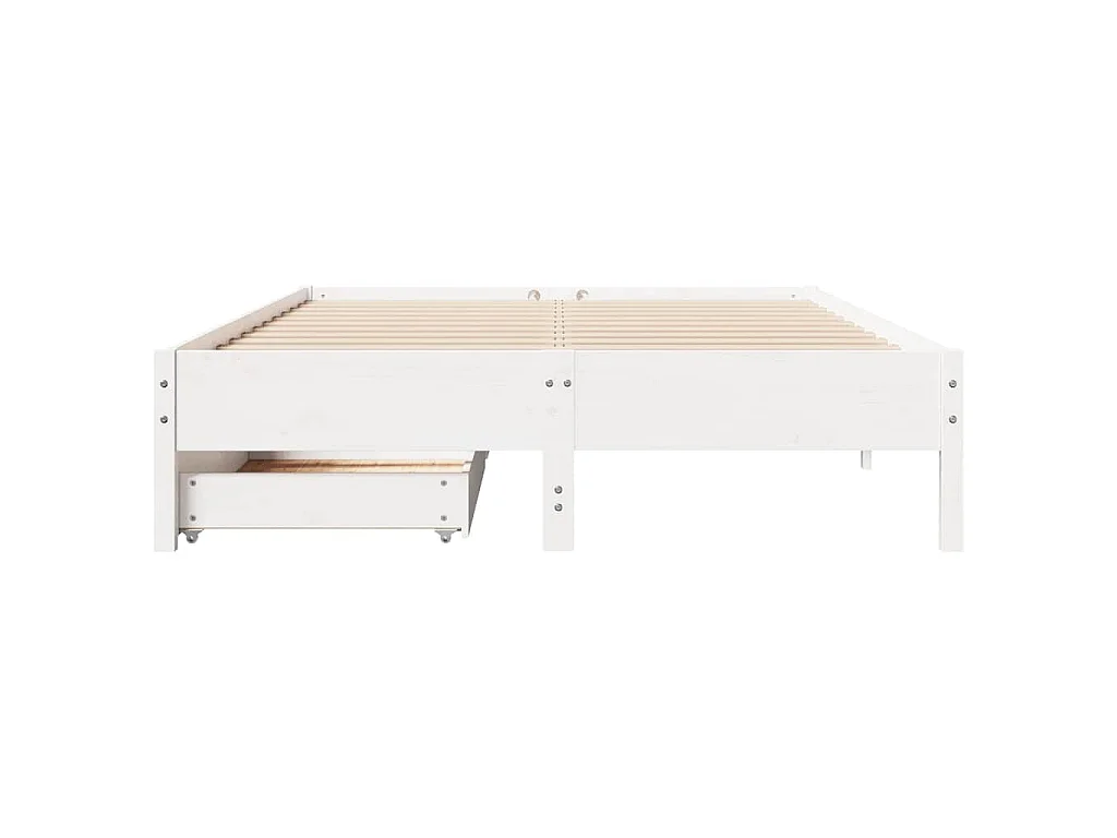 Bedframe zonder matras massief grenenhout wit 150x200 cm