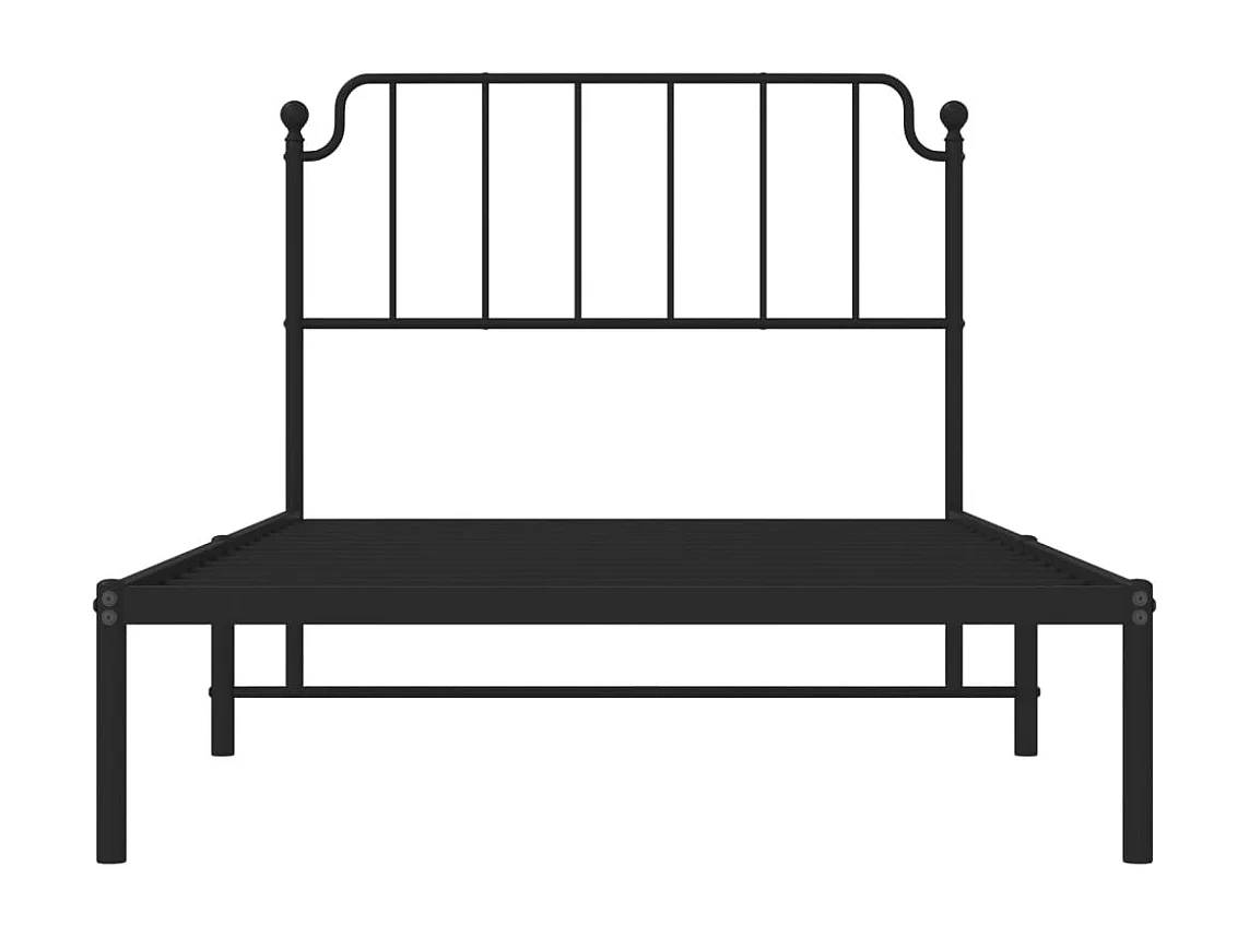 Estructura cama sin colchón con cabecero metal negro 107x203 cm