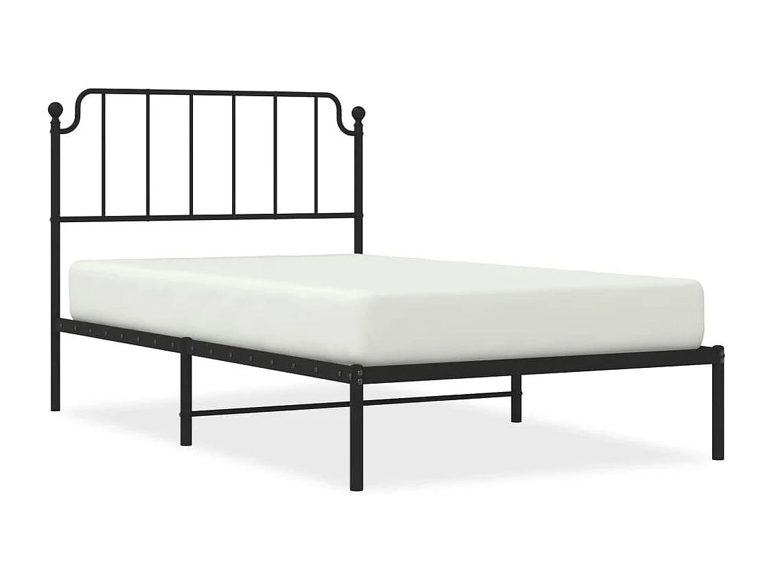 Cadre de lit métal sans matelas avec tête de lit noir 107x203cm
