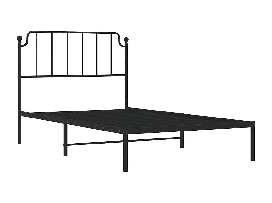 Cadre de lit métal sans matelas avec tête de lit noir 107x203cm