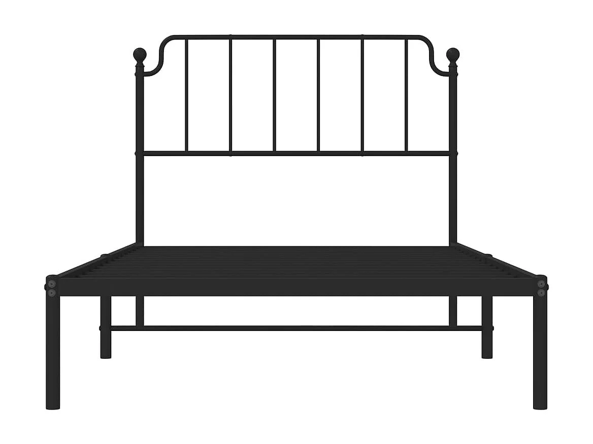 Cadre de lit métal sans matelas avec tête de lit noir 107x203cm