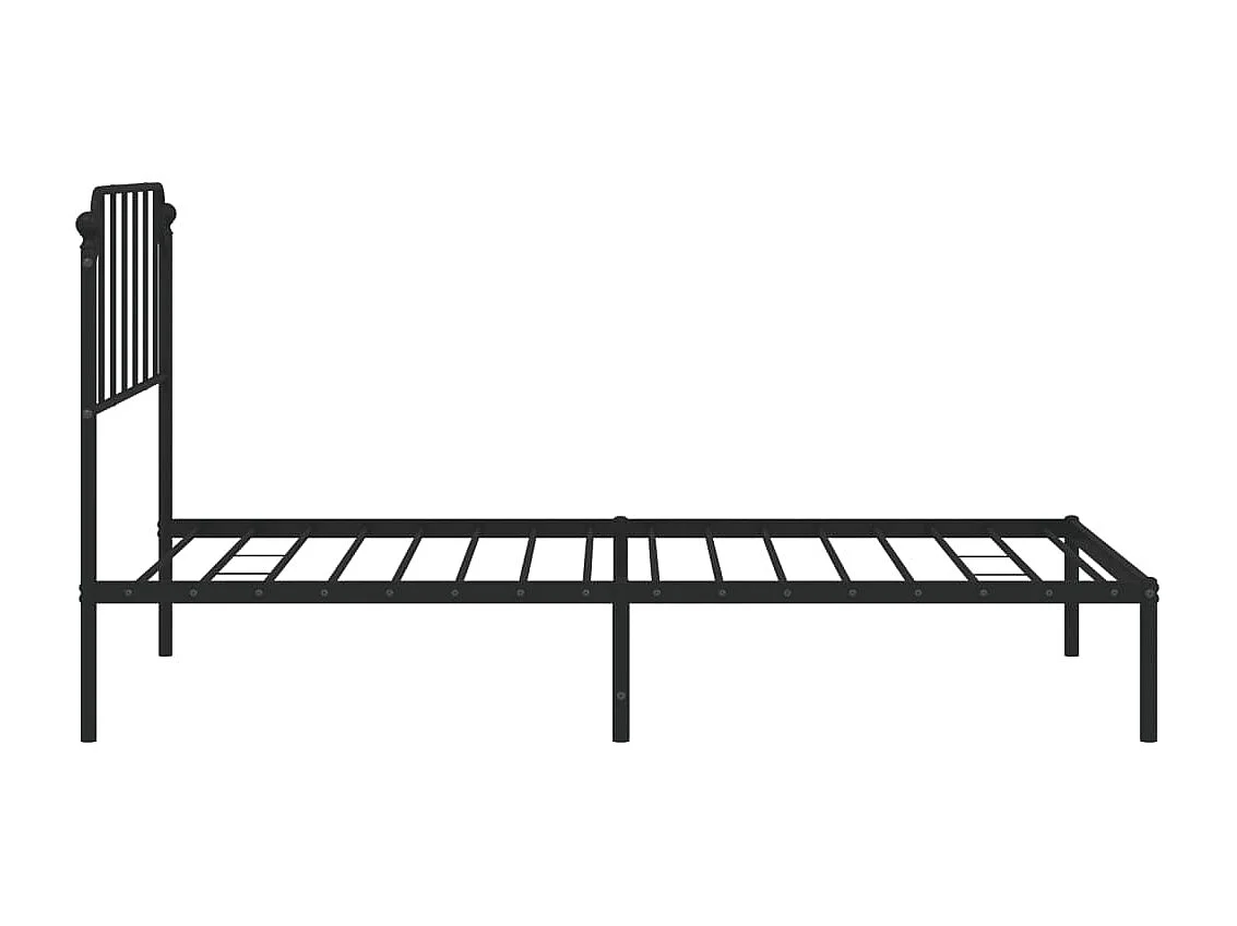 Cadre de lit métal sans matelas avec tête de lit noir 107x203cm